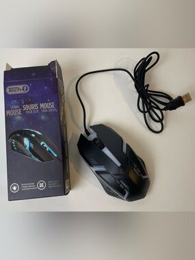 Black Wired Gaming Mouse with Blue LED